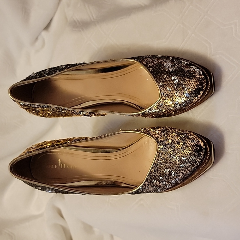 Cole Hahn Gold/Silver Sequin Heels